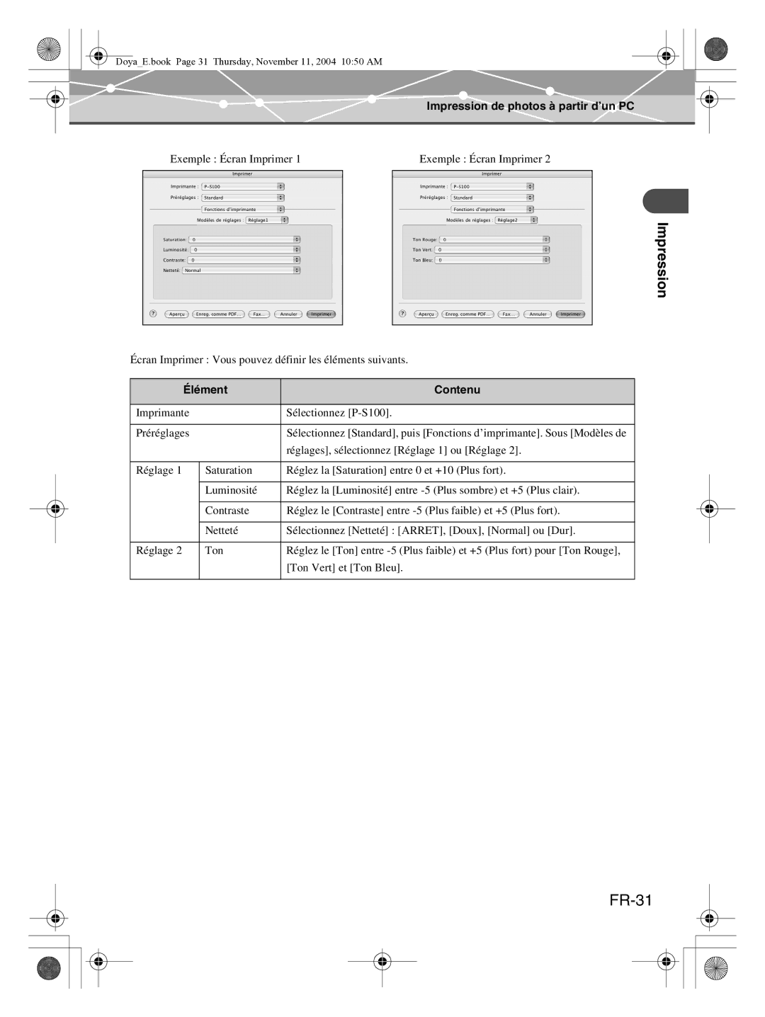 Olympus P-S100 user manual FR-31 