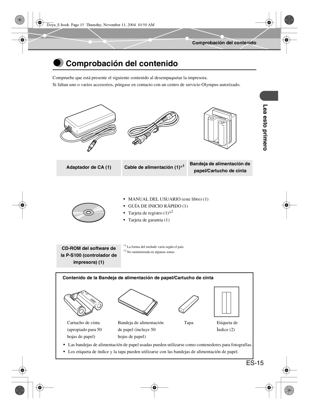 Olympus P-S100 user manual Comprobación del contenido, ES-15 