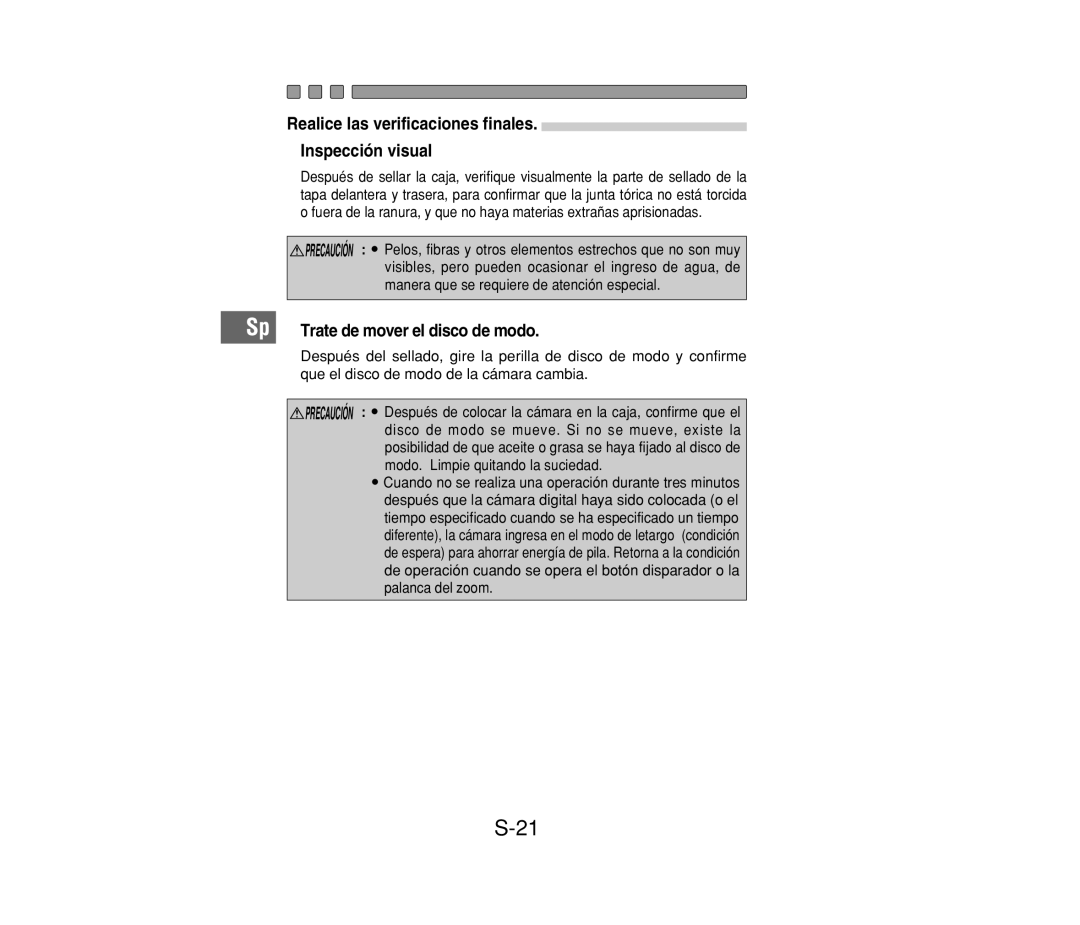 Olympus PT-014 manual Realice las verificaciones finales Inspección visual, Trate de mover el disco de modo 