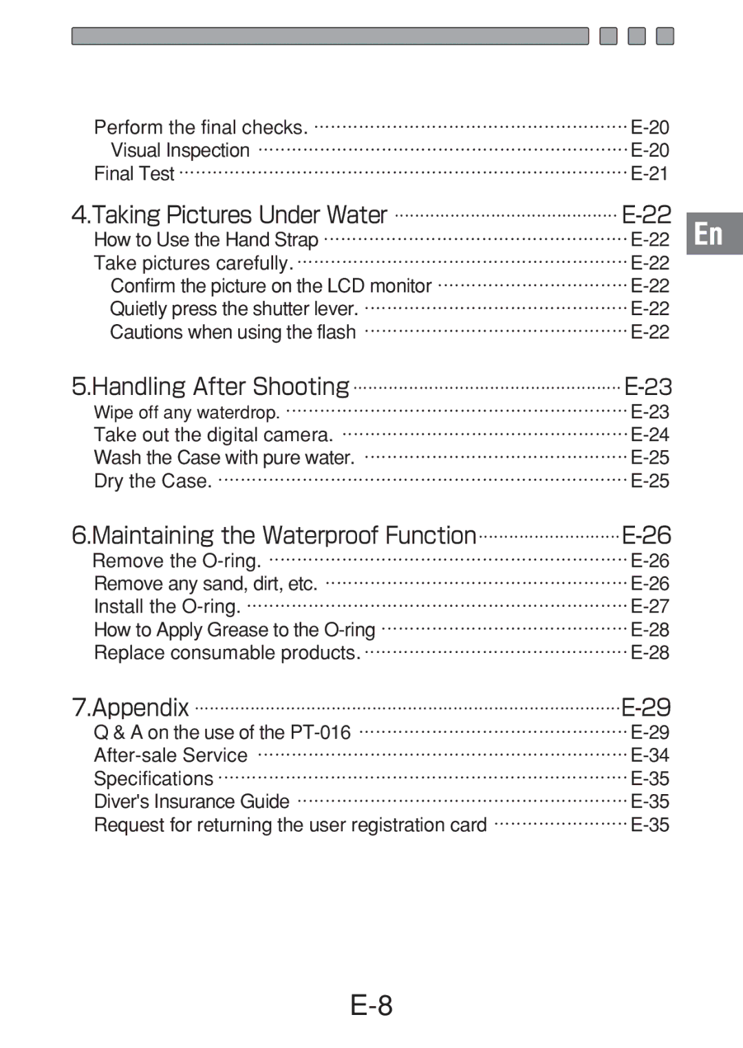 Olympus PT-016 manual 