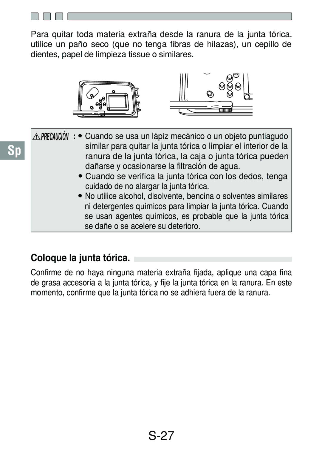 Olympus PT-017 manual Coloque la junta tórica 