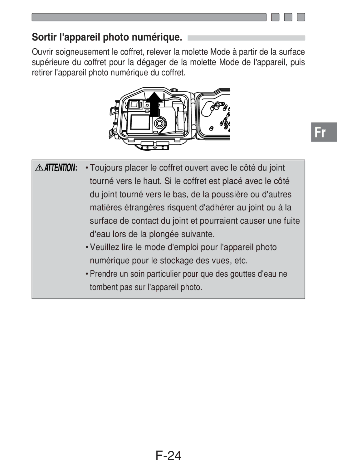 Olympus PT-018 manual Sortir lappareil photo numérique 