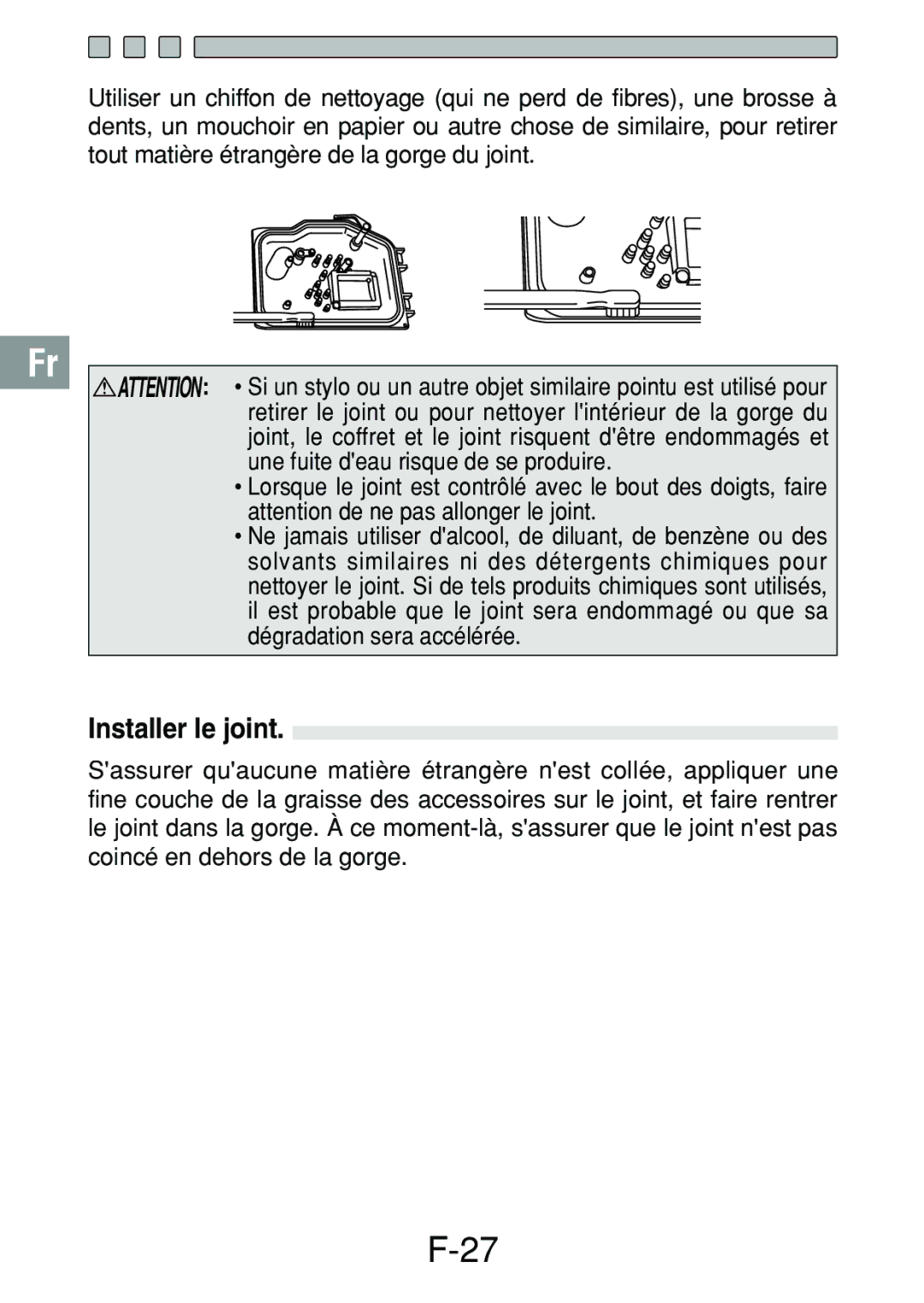 Olympus PT-018 manual Installer le joint 