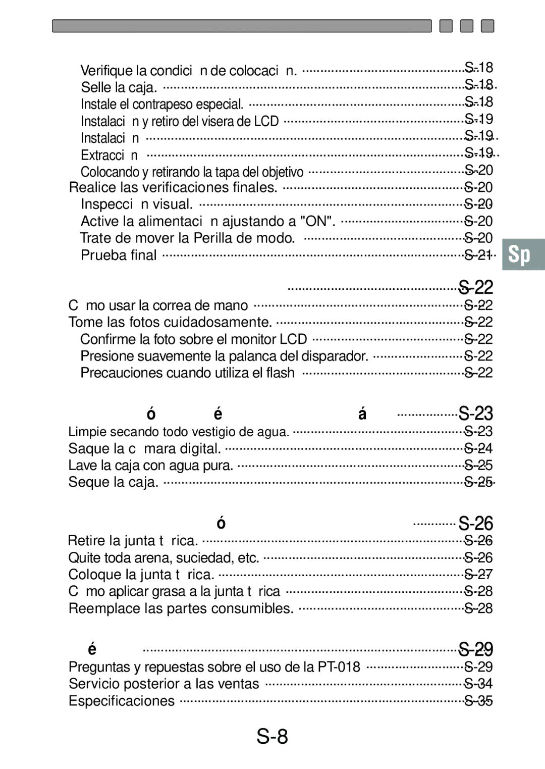 Olympus PT-018 manual 