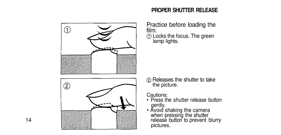 Olympus RC-200 manual Proper Shutter Release, Practice before loading the film 