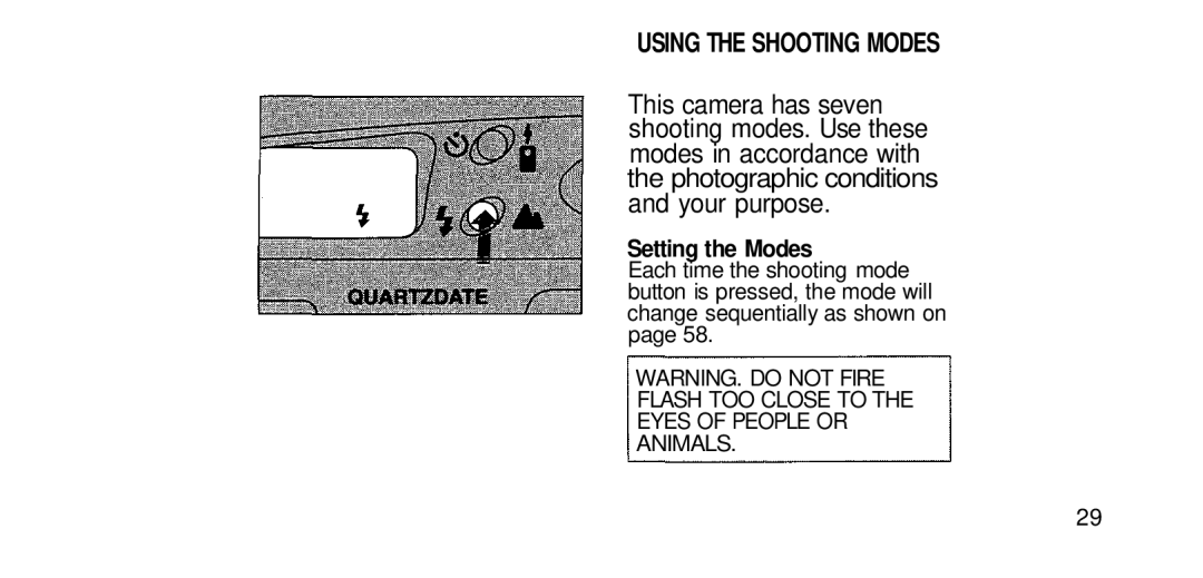 Olympus RC-200 manual Using the Shooting Modes, Setting the Modes 