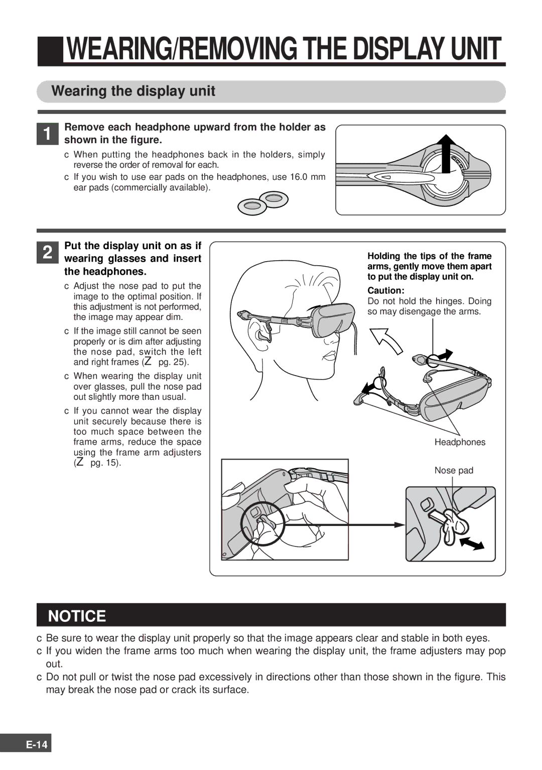 Olympus SCPH-10130U instruction manual Wearing the display unit, Shown in the figure 