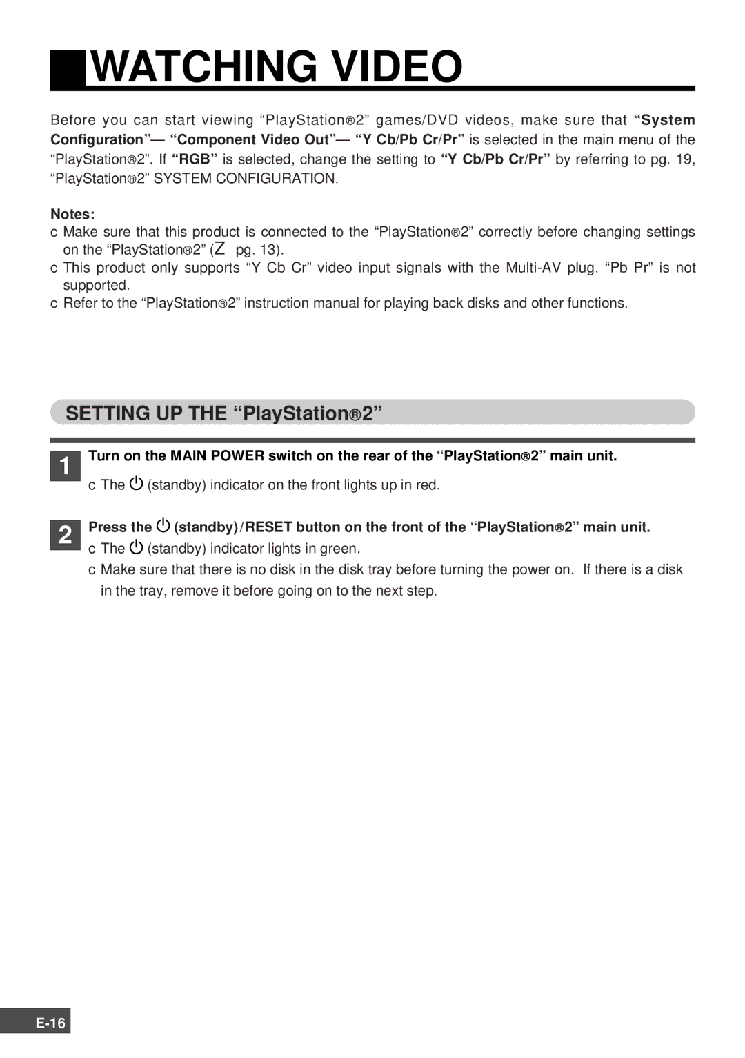 Olympus SCPH-10130U instruction manual Watching Video, Setting UP the PlayStation 