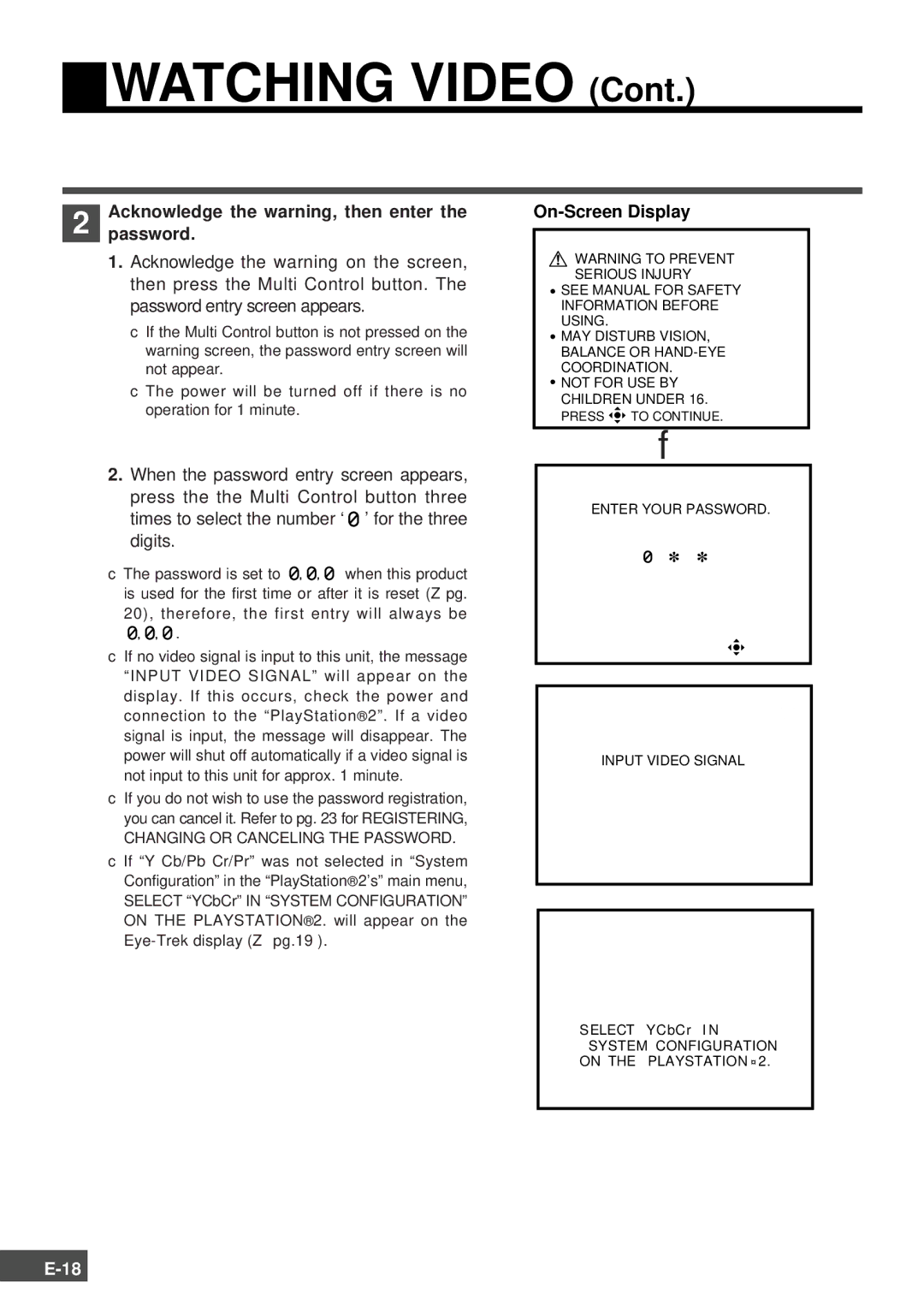 Olympus SCPH-10130U instruction manual Watching Video 