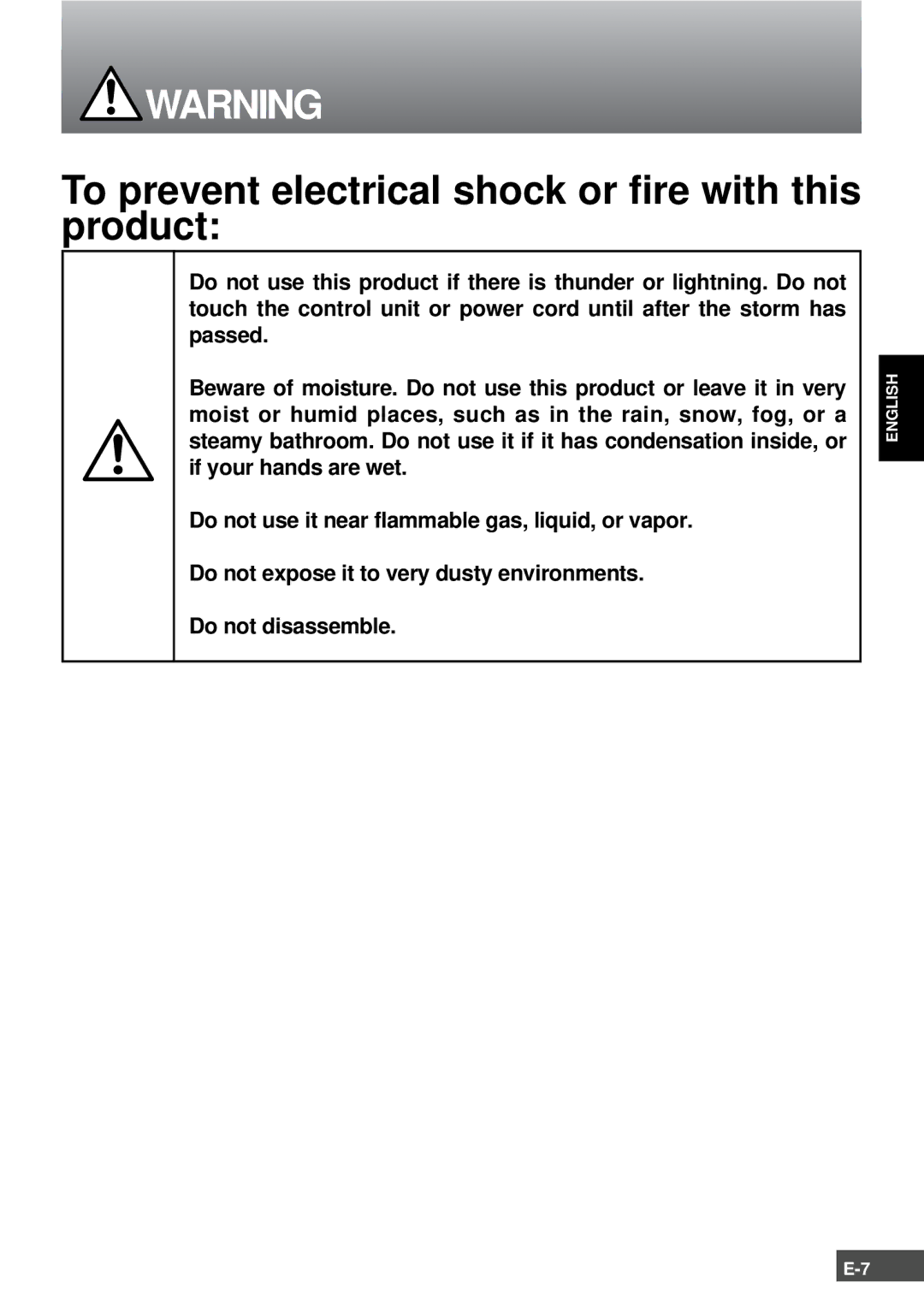 Olympus SCPH-10130U instruction manual To prevent electrical shock or fire with this product 