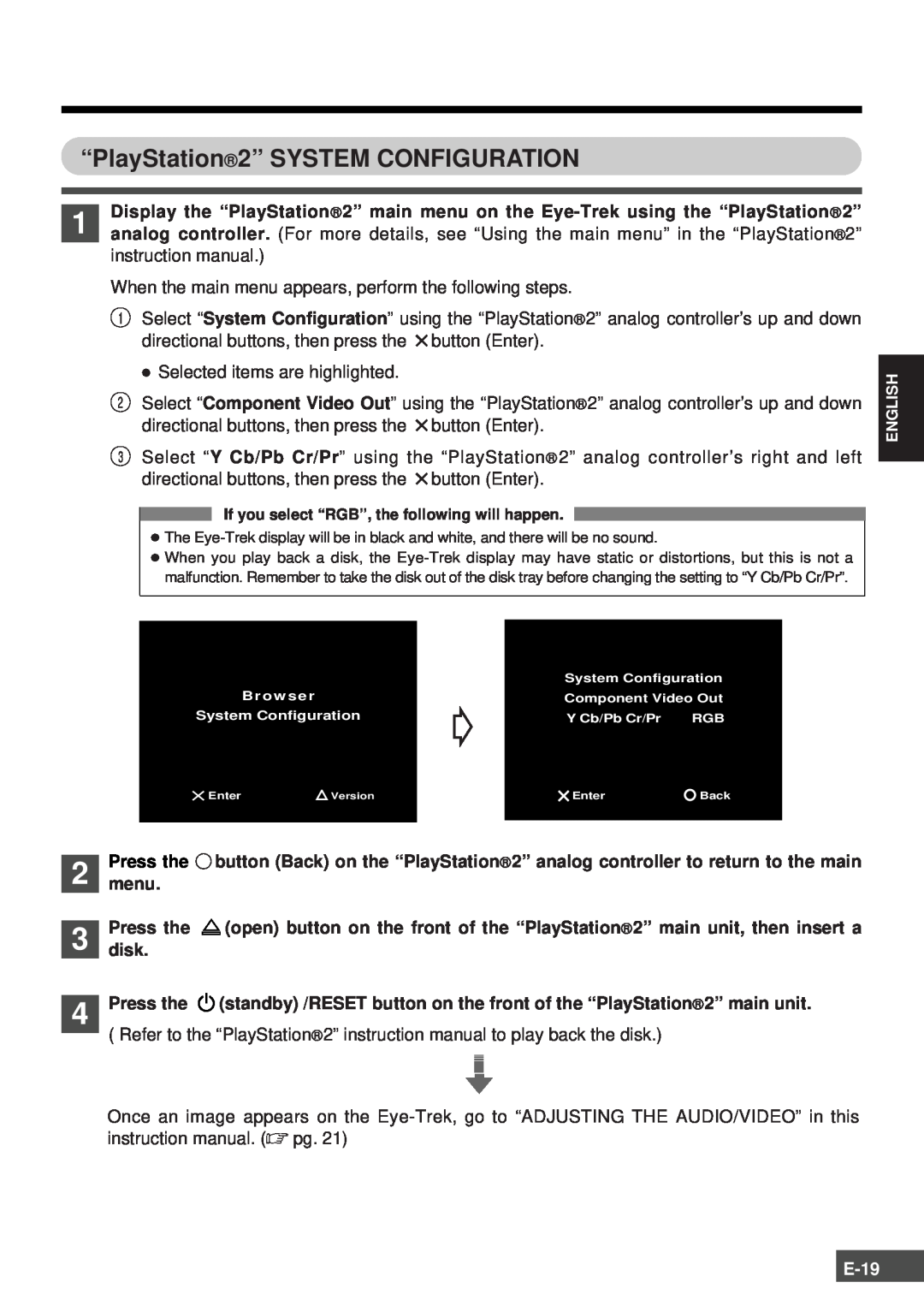 Olympus SCPH-10130U instruction manual “PlayStation 2” SYSTEM CONFIGURATION, E-19 