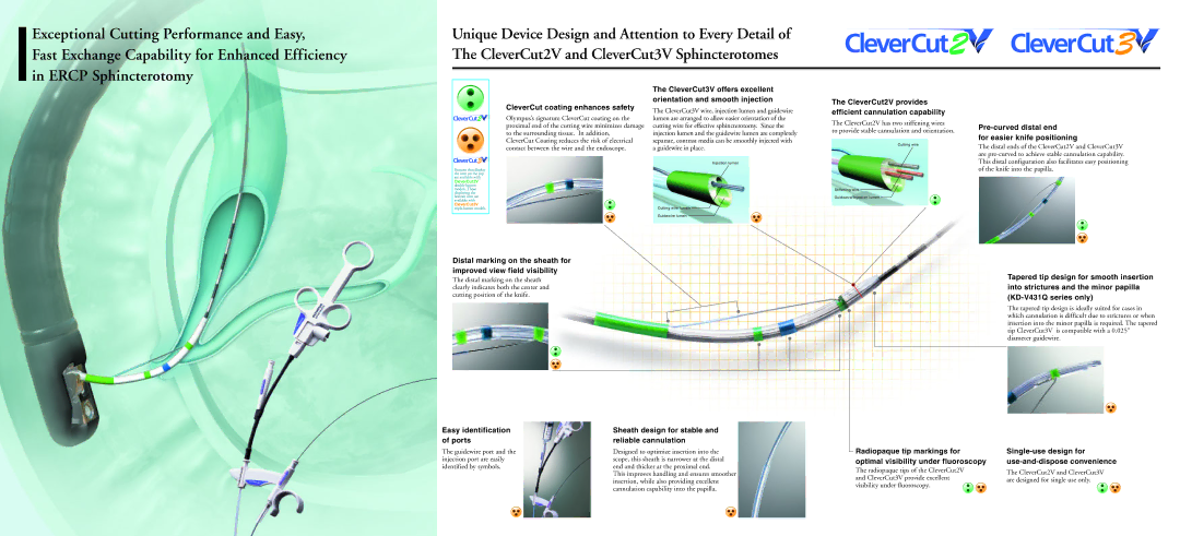 Olympus X-Press V, StarTip V manual Efficient cannulation capability, Pre-curved distal end, For easier knife positioning 