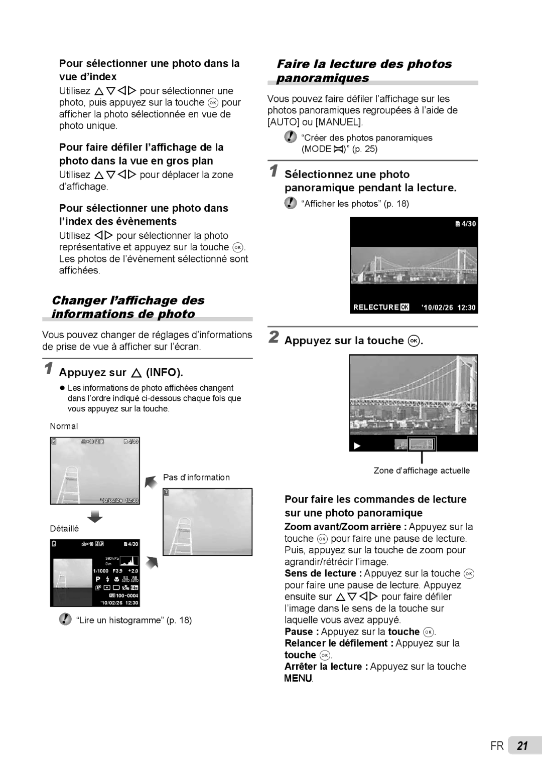 Olympus stylus tough-8010 /tough-8010 manual Changer l’afﬁchage des informations de photo, Appuyez sur la touche a 