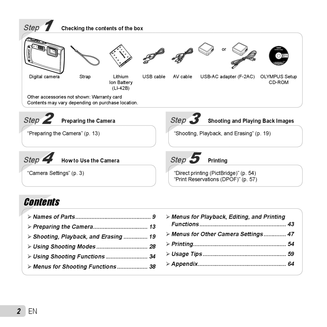 Olympus TG-320 instruction manual Contents 