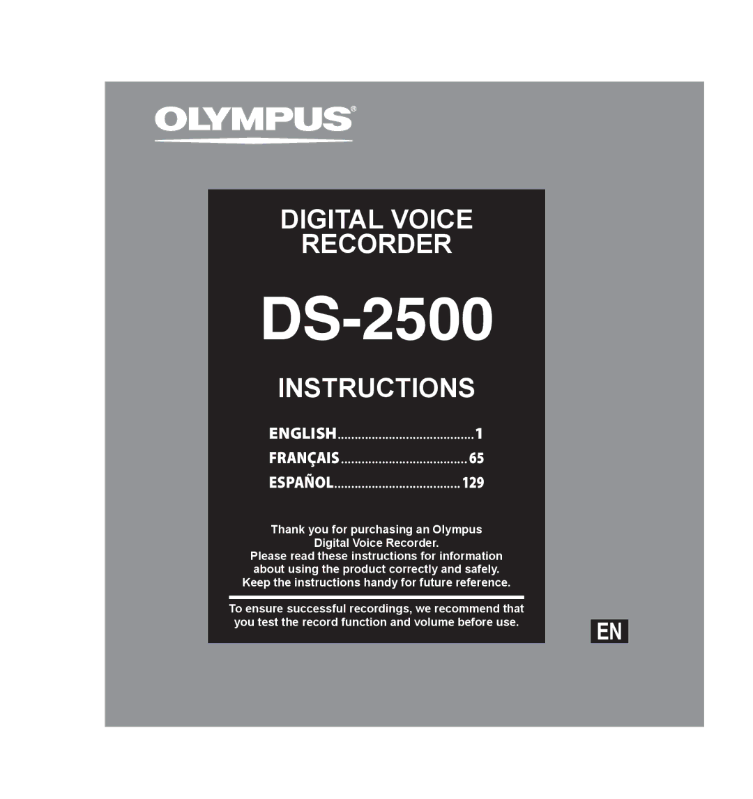 Olympus V403121SU000 manual Thank you for purchasing an Olympus Digital Voice Recorder 