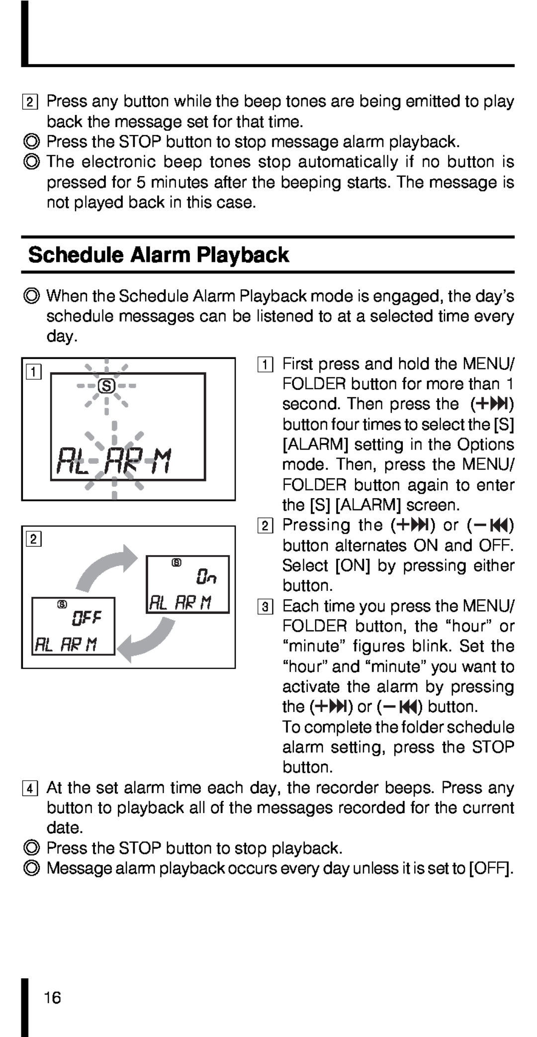 Olympus VN-180 manual Schedule Alarm Playback 