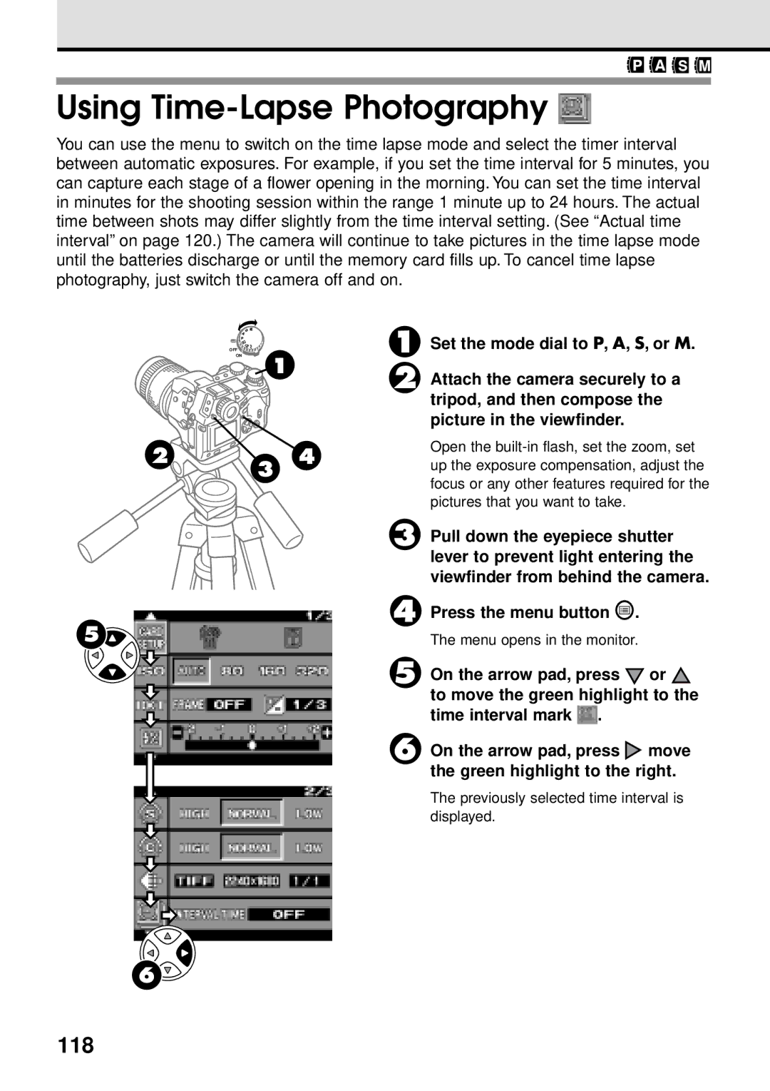 Olympus VT1621-01 manual Using Time-Lapse Photography, 118 