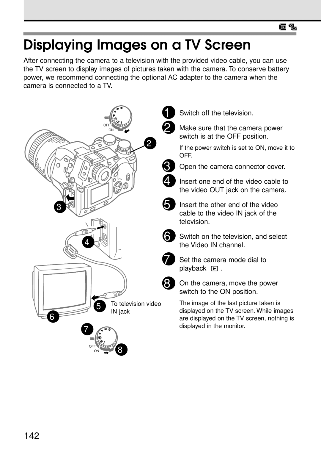 Olympus VT1621-01 manual Displaying Images on a TV Screen, 142 