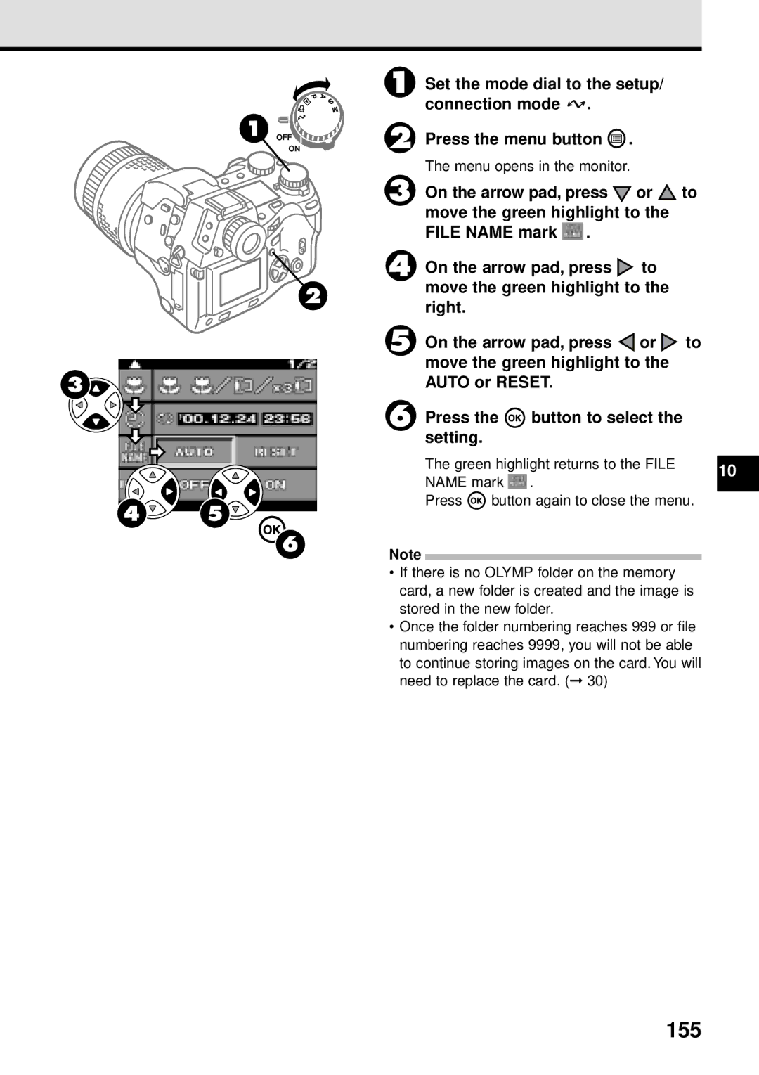 Olympus VT1621-01 manual 155, Menu opens in the monitor 