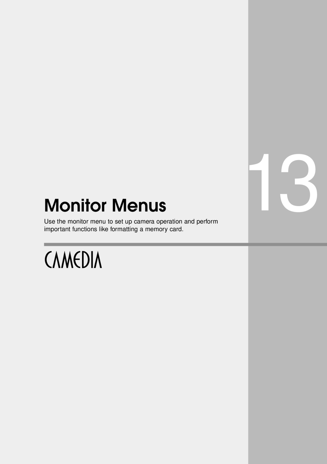 Olympus VT1621-01 manual Monitor Menus 