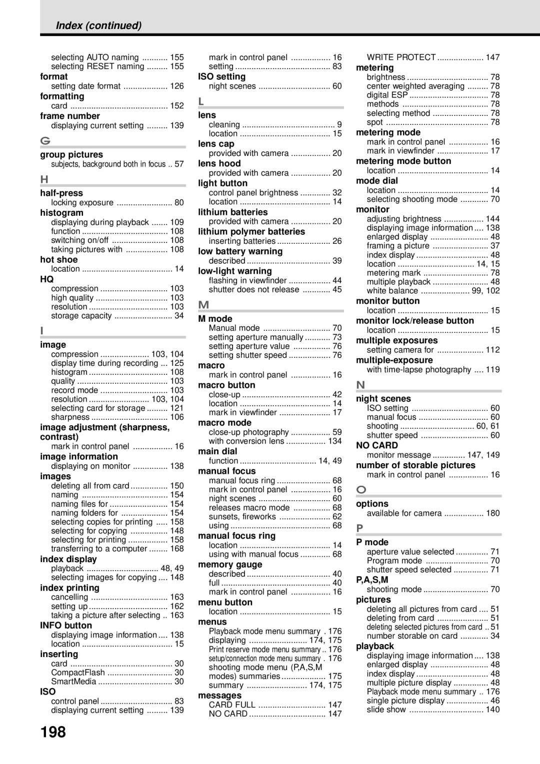 Olympus VT1621-01 manual 198, Index 