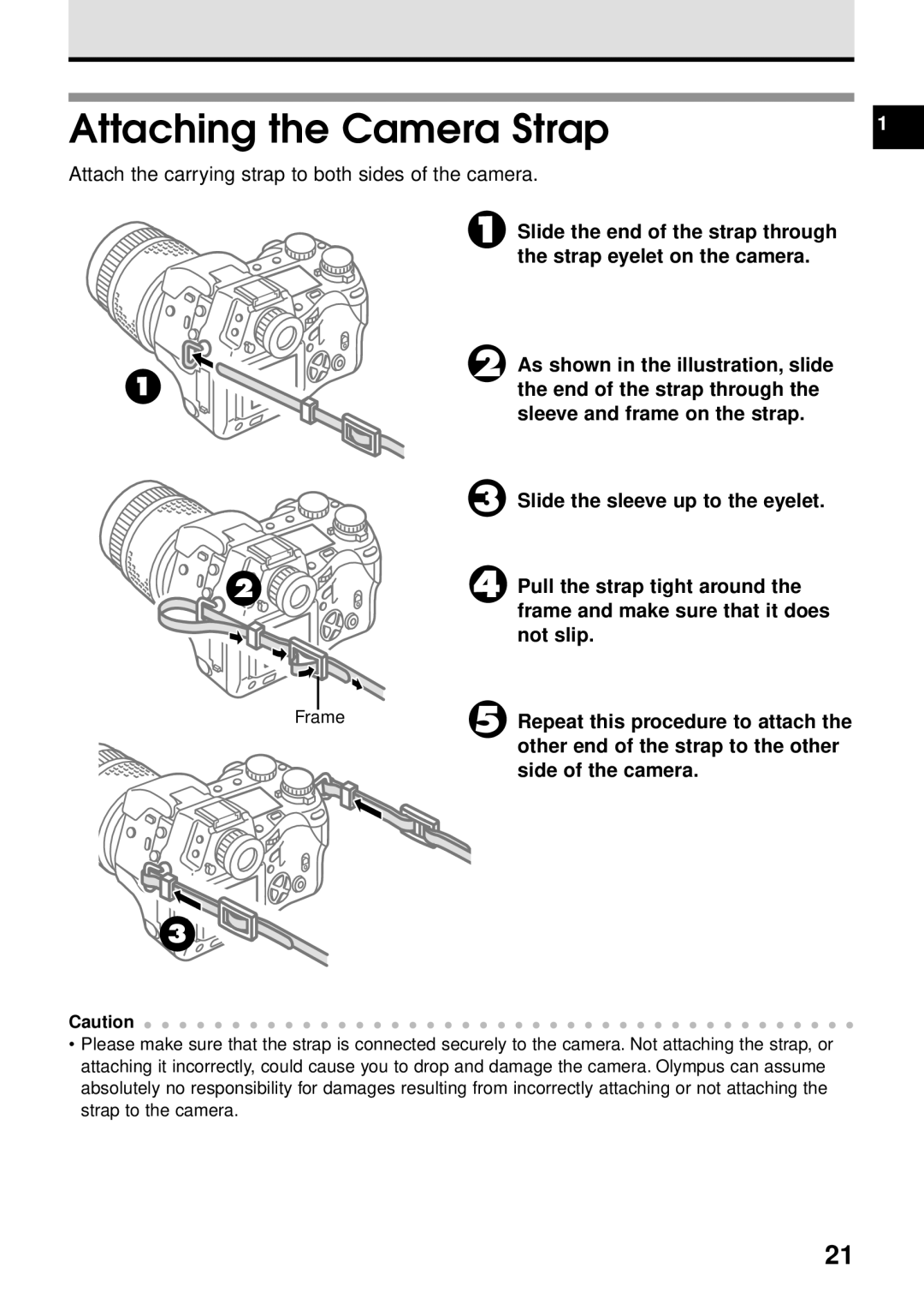 Olympus VT1621-01 manual Attaching the Camera Strap 