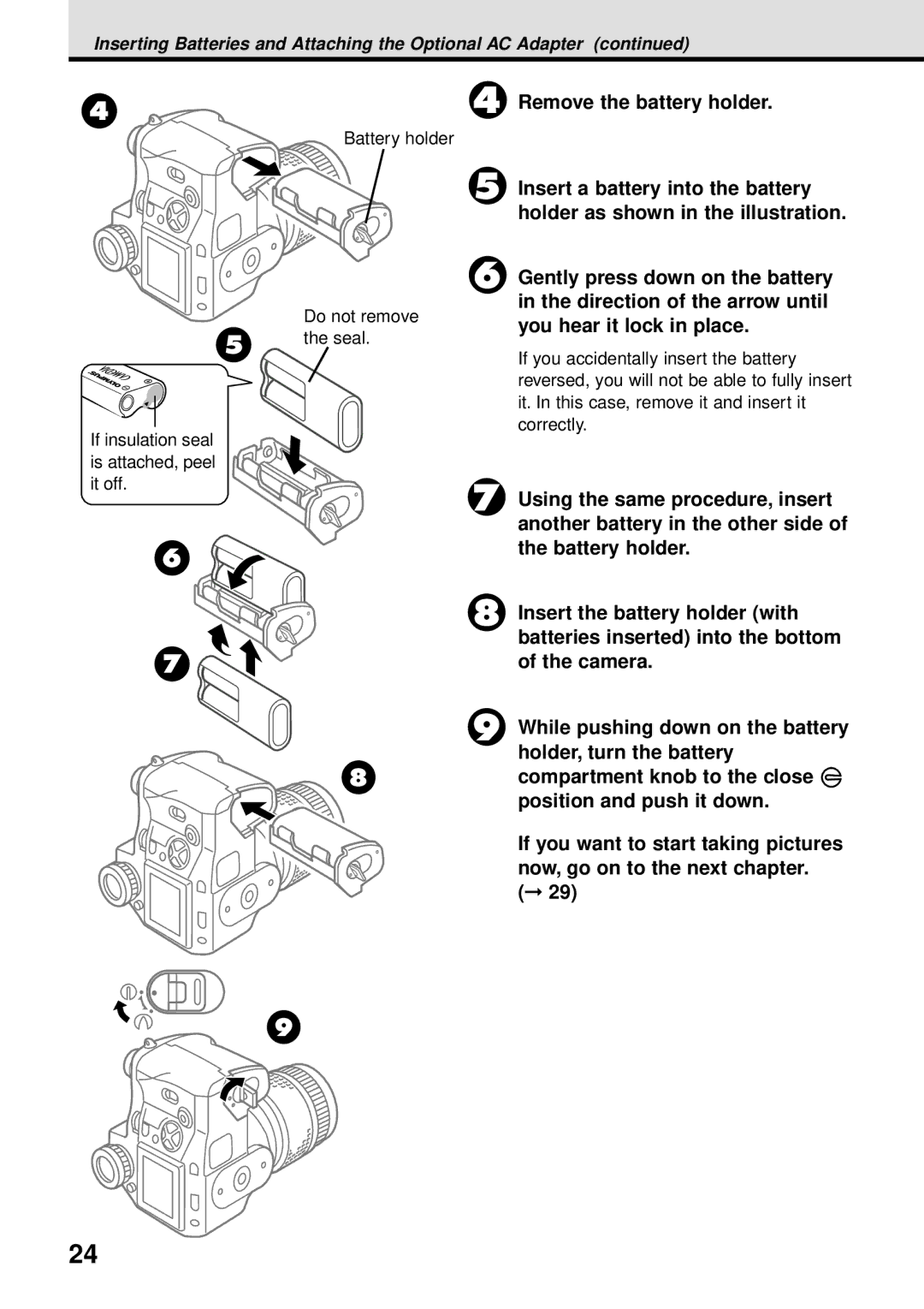 Olympus VT1621-01 manual Remove the battery holder 