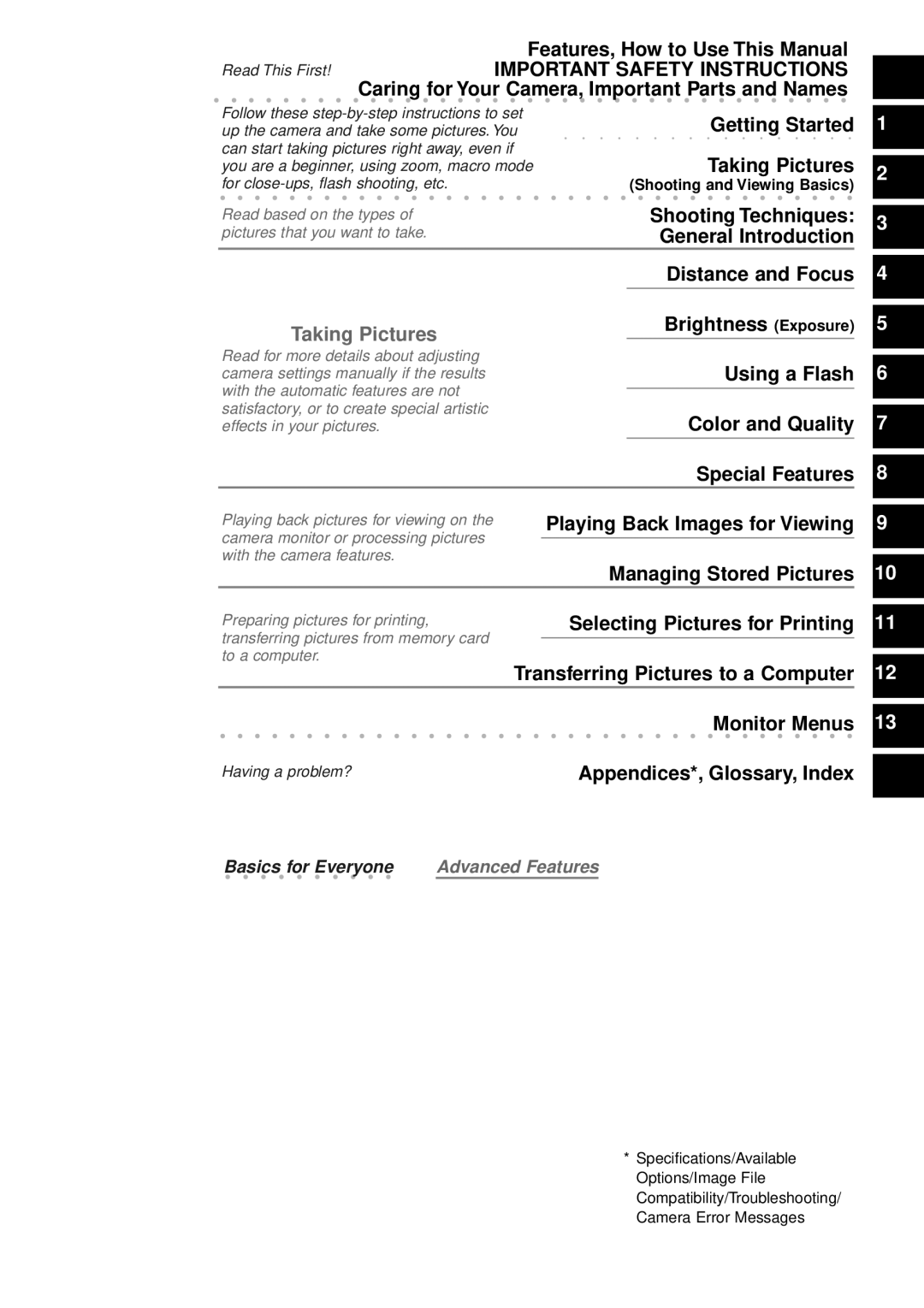 Olympus VT1621-01 manual Playing Back Images for Viewing Managing Stored Pictures, Appendices*, Glossary, Index 