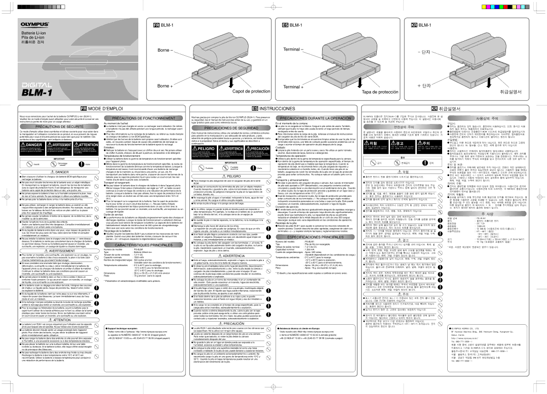 Olympus VT484501 specifications Précautions DE Sécurité, Précautions DE Fonctionnement, Caractéristiques Principales 