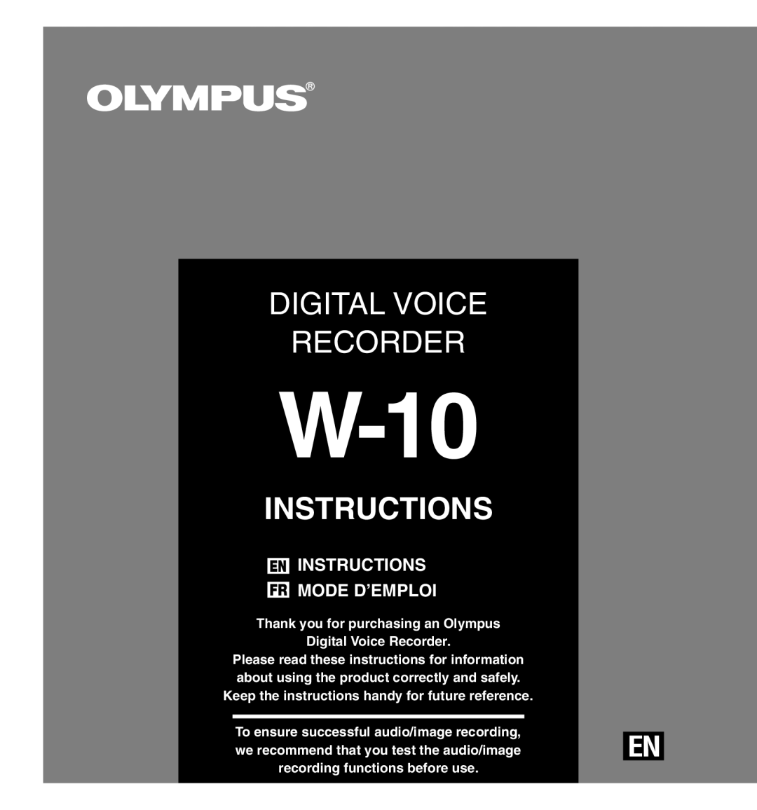 Olympus W-10 manual Instructions 