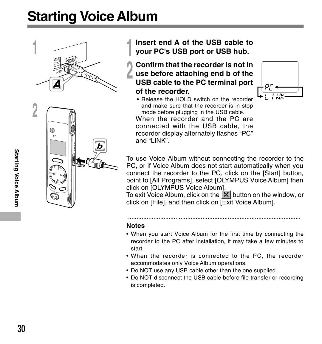 Olympus W-10 manual Starting Voice Album 