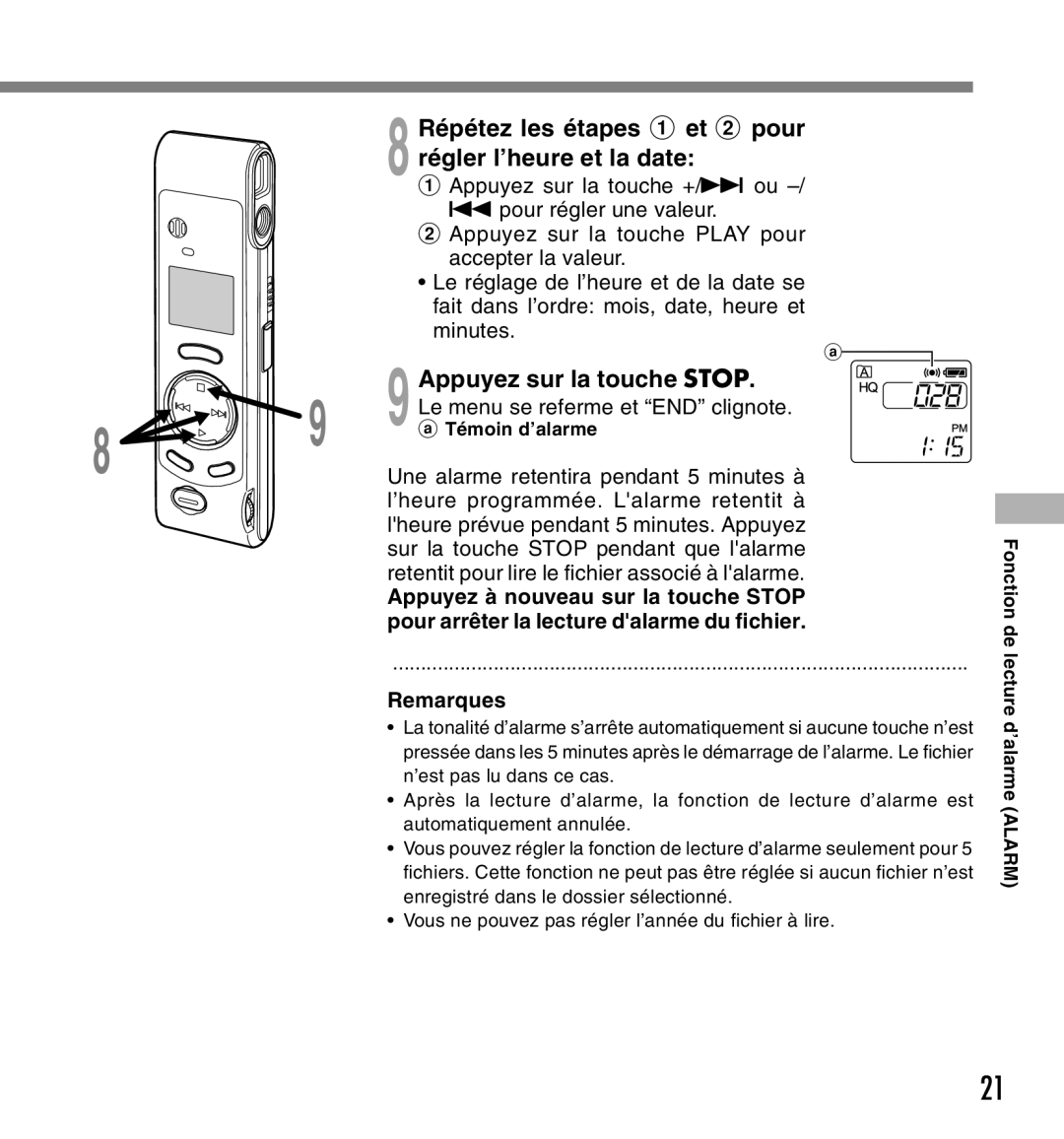 Olympus W-10 Appuyez sur la touche +/9 ou, Pour régler une valeur, Appuyez sur la touche Play pour, Accepter la valeur 