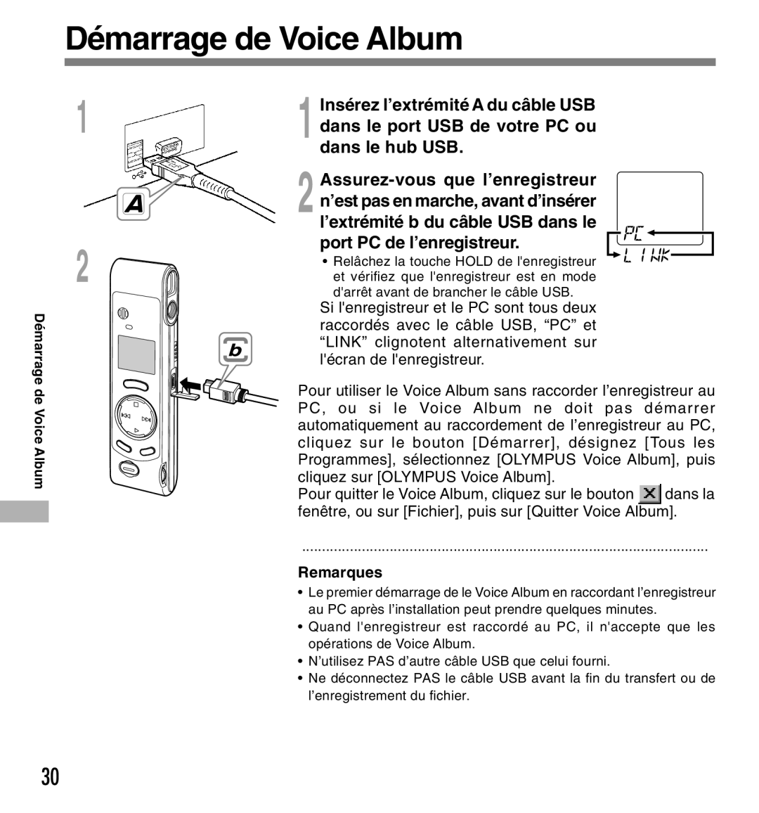 Olympus W-10 manual Démarrage de Voice Album, Dé marrage de Voice Album 