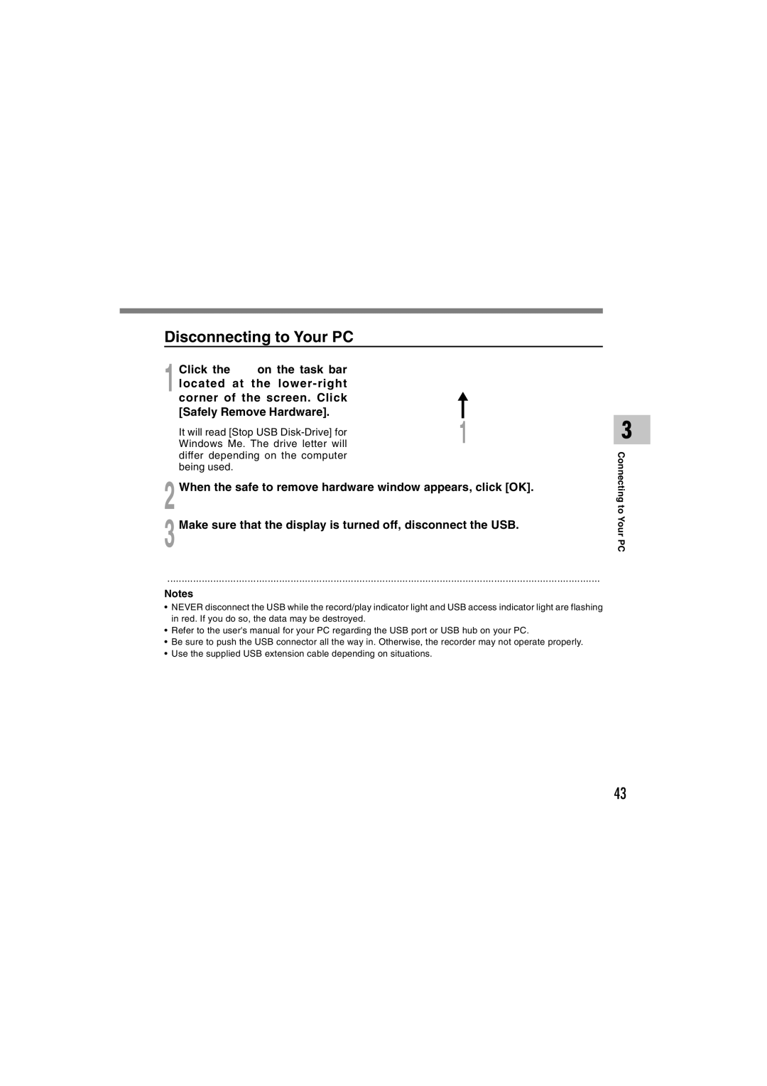 Olympus WS-300M, WS-320M, WS-310M manual Disconnecting to Your PC 