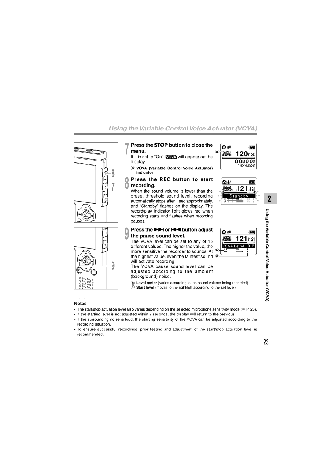 Olympus WS-311M, WS-331M, WS-321M manual 121, Using the Variable Control Voice Actuator Vcva 