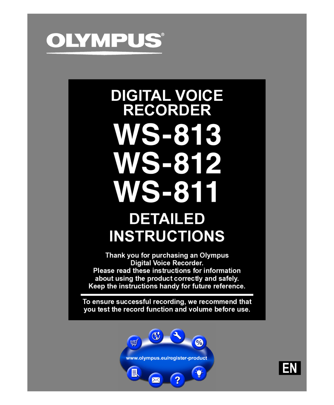 Olympus WS-811, WS-813, WS-812 manual Thank you for purchasing an Olympus Digital Voice Recorder 