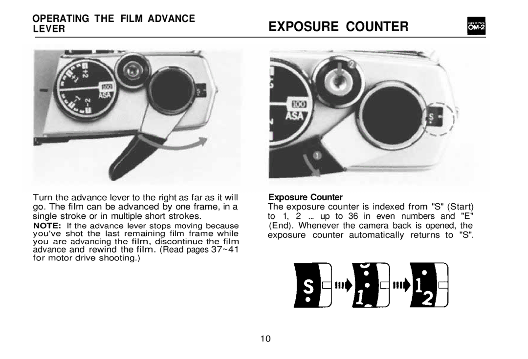 Olympus OM-2, zm2000qdk manual Exposure Counter 