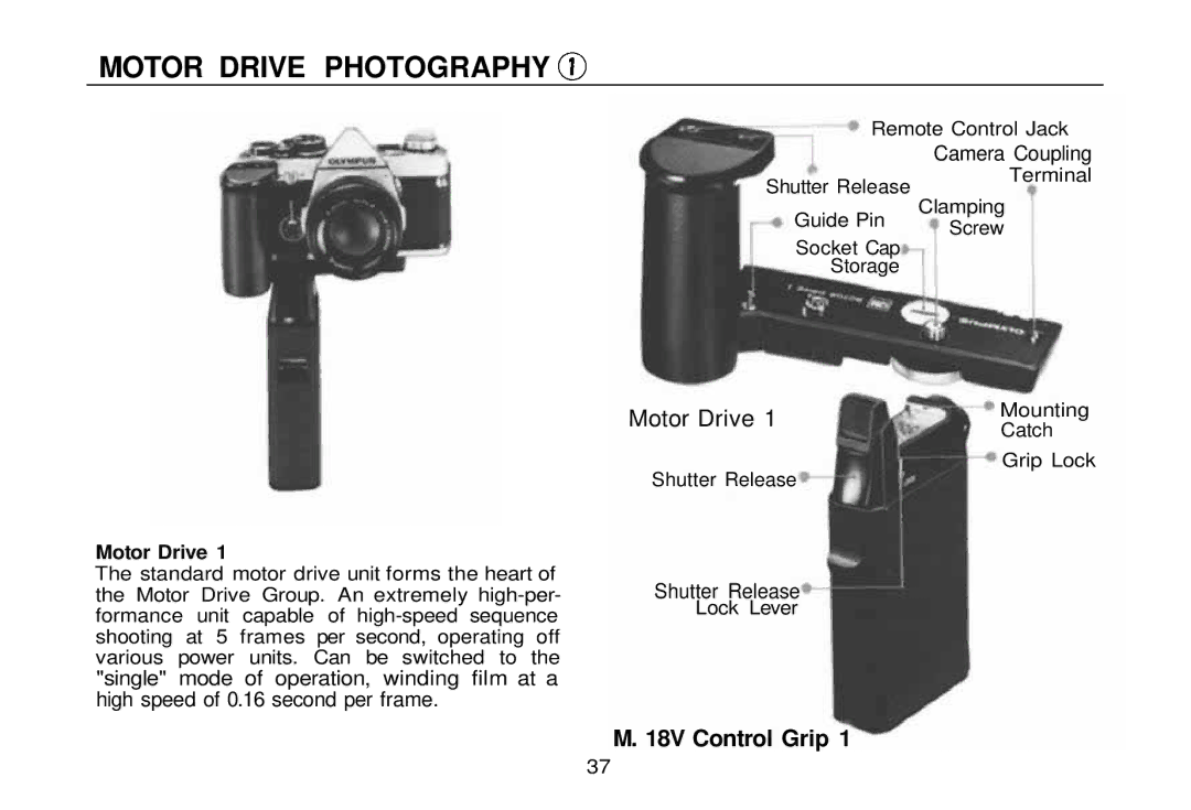 Olympus zm2000qdk, OM-2 manual Motor Drive Photography 