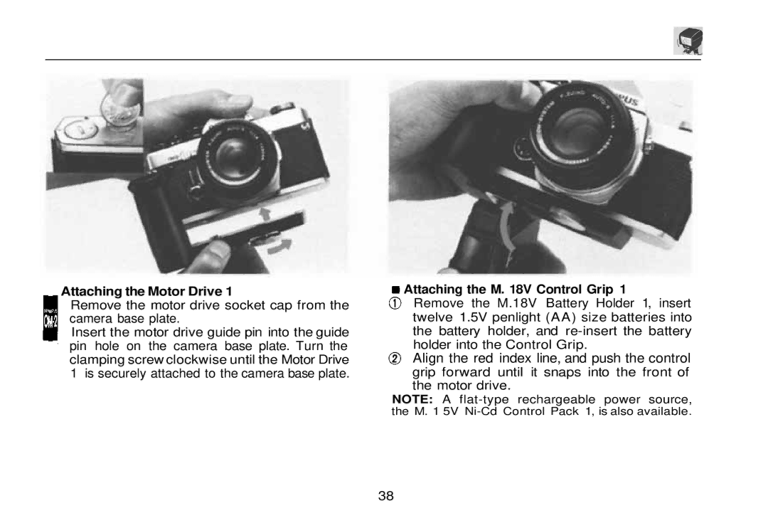 Olympus OM-2, zm2000qdk manual Attaching the Motor Drive 