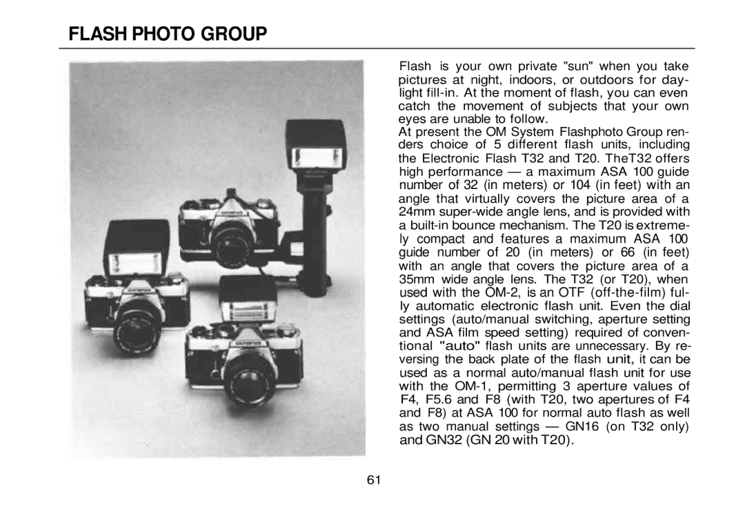 Olympus zm2000qdk, OM-2 manual Flash Photo Group 