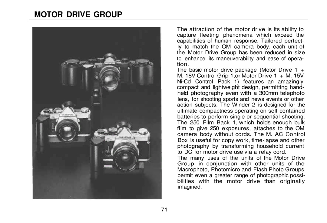 Olympus zm2000qdk, OM-2 manual Motor Drive Group 