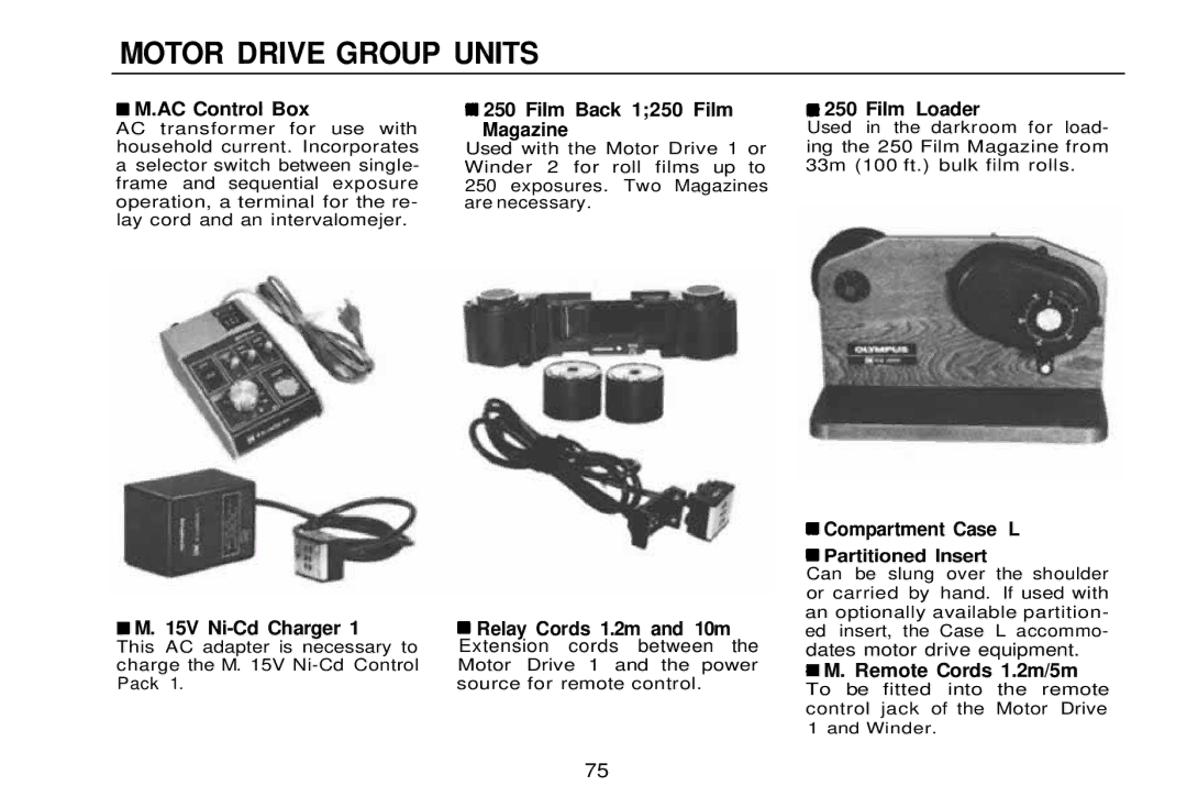 Olympus zm2000qdk, OM-2 manual Motor Drive Group Units 