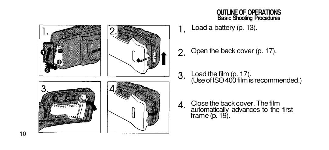 Olympus Zoom 80 Wide DIX manual Outline of Operations 