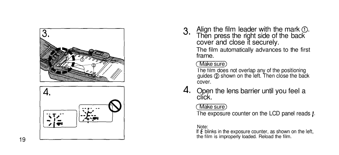 Olympus Zoom 80 Wide DIX Open the lens barrier until you feel a click, Make sure Exposure counter on the LCD panel reads 