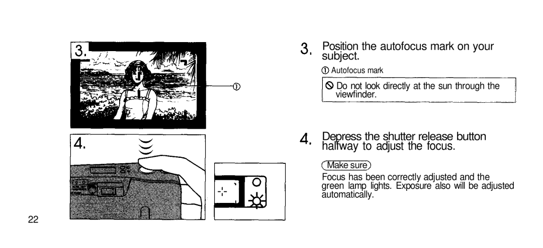 Olympus Zoom 80 Wide DIX manual Position the autofocus mark on your subject, Depress the shutter release button 