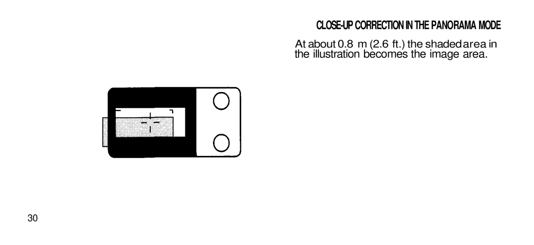 Olympus Zoom 80 Wide DIX manual CLOSE-UP Correction in the Panorama Mode, Illustration becomes the image area 