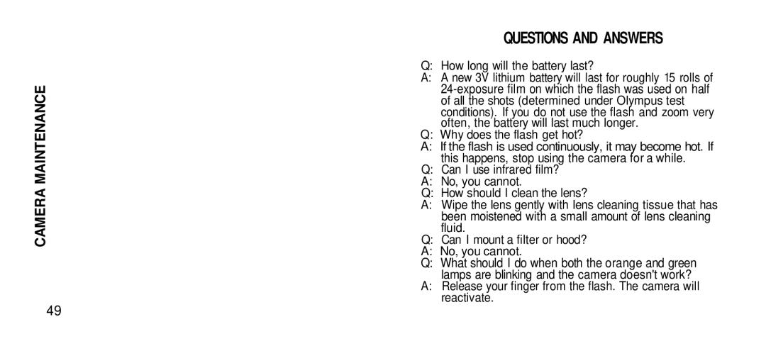 Olympus Zoom 80 Wide DIX manual Questions and Answers, What should I do when both the orange and green 