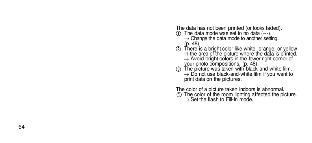 Olympus Zoom 80 Wide DIX manual Change the data mode to another setting. p 