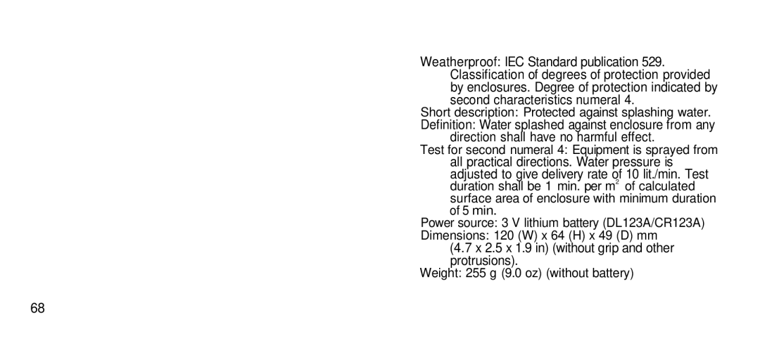 Olympus Zoom 80 Wide DIX manual Short description Protected against splashing water 