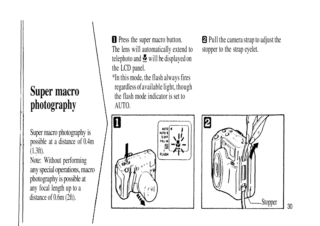 Olympus Zoom230 manual Super macro 